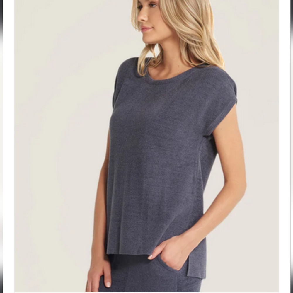 Barefoot Dreams Navy Short Sleeve Cozy Top